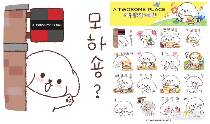 [서울=뉴시스]투썸플레이스는 공식 카카오톡 채널 및 트위터 계정을 새롭게 오픈했다. 카카오톡 채널 오픈을 기념해, 신규 추가 고객을 대상으로 세숑 협업 이모티콘을 증정한다.(사진=투썸플레이스 제공)