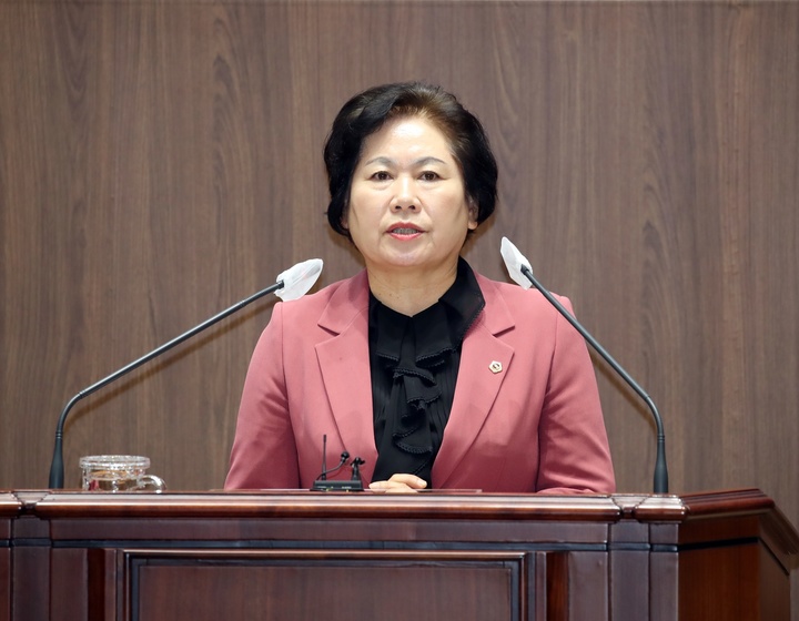 [홍성=뉴시스] 충남도의회 김옥수 의원 본회의 발언 모습.  *재판매 및 DB 금지