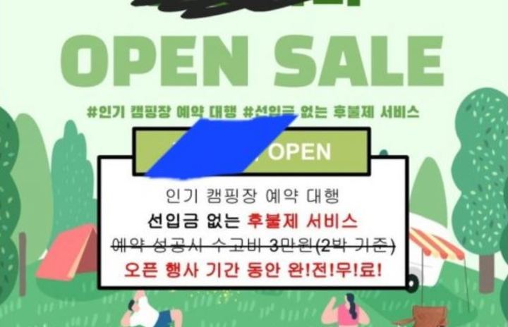 캠핑장 대리 예약 홍보 이미지. (캡처=뽐뿌) *재판매 및 DB 금지