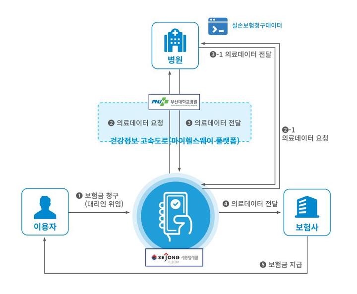 [부산=뉴시스] 부산시가 규제자유특구 추가사업으로 지정받은 ‘블록체인 기반 실손보험 간편 청구 서비스’의 개념도(그림=부산시 제공) *재판매 및 DB 금지