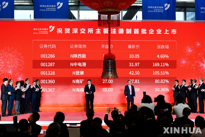 [베이징=신화/뉴시스] 중국 증시가 19일 하락 출발했다. 사진은 지난해 4월10일 중국 남부 광둥성 선전에 있는 선전 증권거래소의 모습. 2024.01.19.