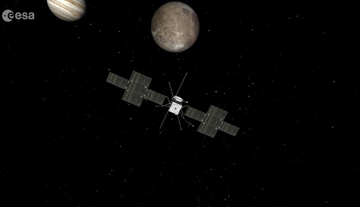 목성계를 비행 중인 'JUICE 탐사선' 상상도. (사진=ESA) *재판매 및 DB 금지