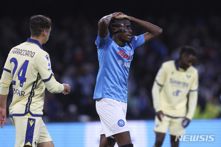 [나폴리=AP/뉴시스]나폴리 공격수 오시멘. 2023.04.15.