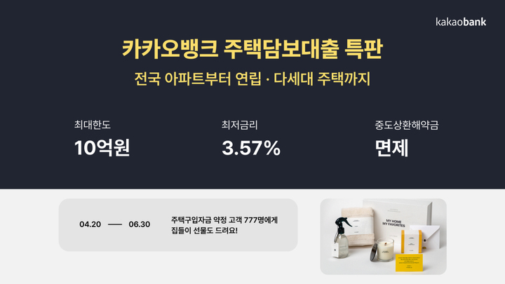 카카오뱅크, 최저 3.57% 주담대 특판