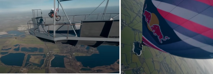 [서울=뉴시스] 영국 스코틀랜드 출신의 프로 사이클리스트 크리스 카일(31)은 최근 후원사 레드불의 도움을 받아 스코틀랜드 덤바턴 상공 610m에 마련된 '공중 공원'에서 자전거 묘기를 선보였다. (사진=레드불 유튜브) 2023.04.21. *재판매 및 DB 금지