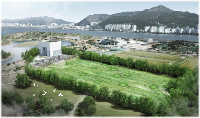 [부산=뉴시스] 부산시가 을숙도에 오는 2029년 건립할 예정인 노인전용 체육시설 ‘복합힐링파크’ 조감도(사진=부산시 제공) *재판매 및 DB 금지