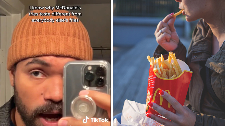 [서울=뉴시스] 맥도날드 감자튀김에 쇠고기 향료가 들어갔다고 주장한 틱톡커는 조던 하울렛(좌)으로 그는 예전에 맥도날드에서 근무를 했다고 주장했다. (사진=틱톡 갈무리)2023.04.24. *재판매 및 DB 금지