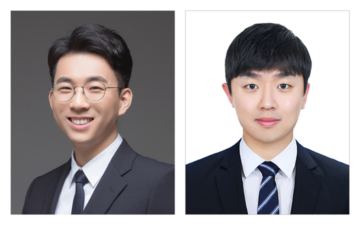 [울산=뉴시스] UNIST 연구진의 모습. 왼쪽부터 이현욱 교수, 제1저자 김민호 연구원. *재판매 및 DB 금지