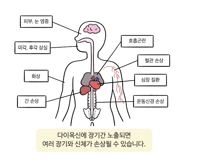[서울=뉴시스] 29일 식품의약품안저처에 따르면 다이옥신은 내분비계장애물질로 호르몬 분비의 불균형을 일으키고, 장기간 노출되면 면역독성, 생식 발달 장애, 생장 저해 등이 유발될 수 있다고 알려져있다. (사진=식약처 제공) *재판매 및 DB 금지