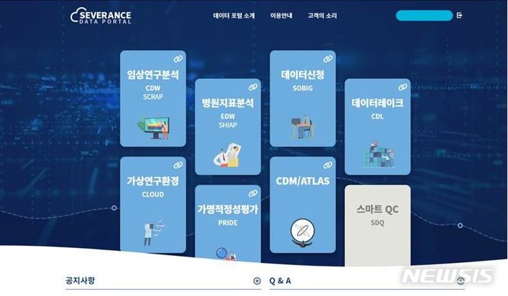 [서울=뉴시스]원내 데이터를 하나로 모은 의료 빅데이터 플랫폼 ‘세브란스 데이터 포털(Severance Data Portal, SDP)’ 화면. (사진= 연세의료원 제공) 2023.05.02. photo@newsis.com.