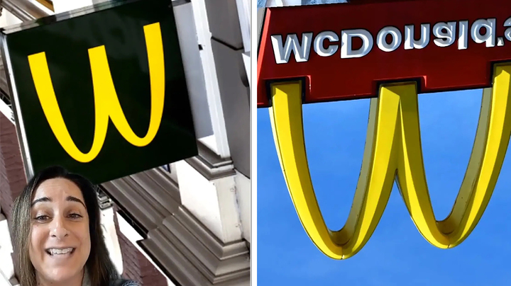 [서울=뉴시스] 전문가들은 맥도날드의 로고를 거꾸로 하면 여성의 신체 부분과 유사하다고 했다. 사진은 호주 육아정보매체 키즈스팟의 숏폼 영상 플랫폼 틱톡 영상 일부. (사진=틱톡 갈무리)2023.05.03. *재판매 및 DB 금지