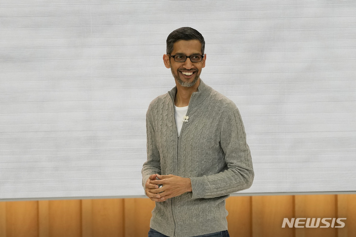 Alphabet CEO Sundar Pichai speaks at a Google I/O event in Mountain View, Calif., Wednesday, May 10, 2023. (AP Photo/Jeff Chiu)