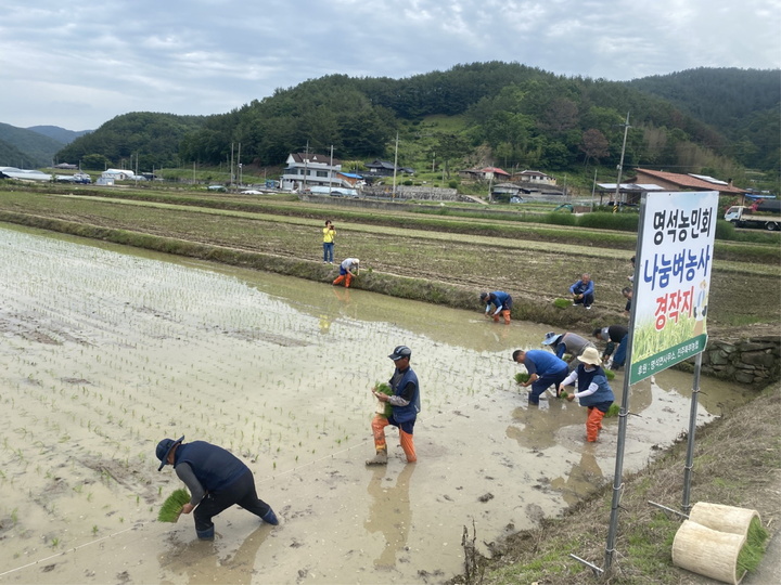 [진주=뉴시스] 진주시 농민회 명석면지회, ‘나눔 쌀 모내기’행사. *재판매 및 DB 금지