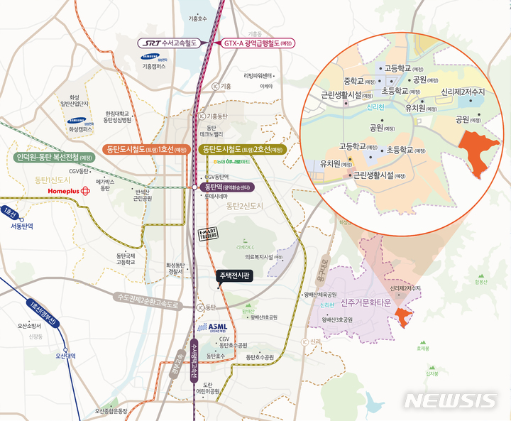 [서울=뉴시스] e편한세상 동탄 파크아너스 위치도. (이미지=DL이앤씨 제공)