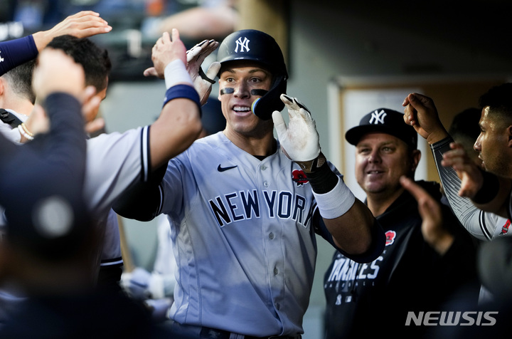 [시애틀=AP/뉴시스] 메이저리그(MLB) 뉴욕 양키스의 애런 저지. 2023.05.30