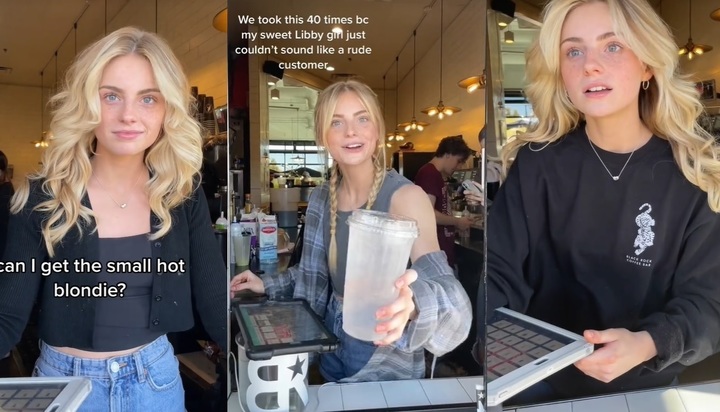 카페에서 근무하는 모습을 촬영한 영상으로 온라인 플랫폼에서 화제가 된 미국의 틱톡커 제나 르네.(출처 : 틱톡 계정 'jennarenee.s' 영상 캡처) *재판매 및 DB 금지