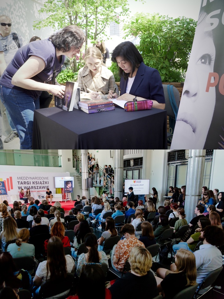 [서울=뉴시스]바르샤바 국제 도서전에서 열린 (위부터) 신경숙 작가 사인회, 손원평 작가의 작가와의 만남 행사. (사진=주폴란드한국문화원 제공) 2023.05.30. photo@newsis.com *재판매 및 DB 금지
