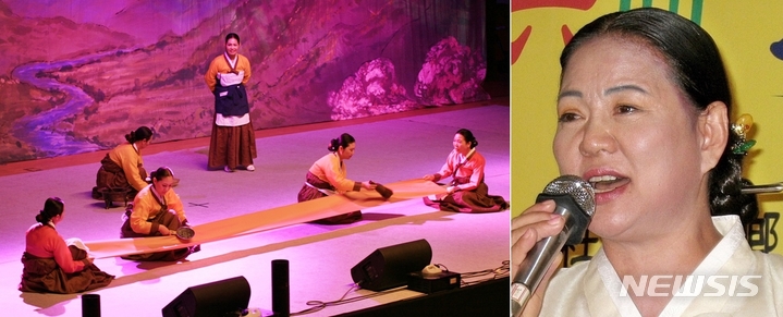 [증평=뉴시스] 증평아리랑 공연(왼쪽)과 봉복남 증평아리랑보존회장. (사진=뉴시스 DB) photo@newsis.com