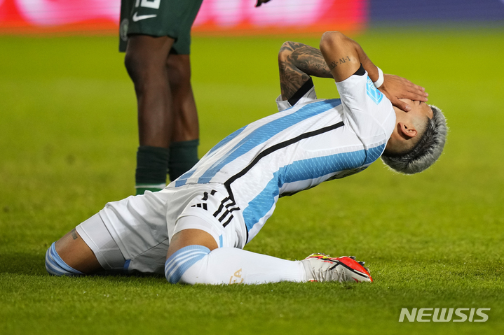 [산후안(아르헨티나)=AP/뉴시스] 득점 기회 놓친 아르헨티나. 2023.06.01.