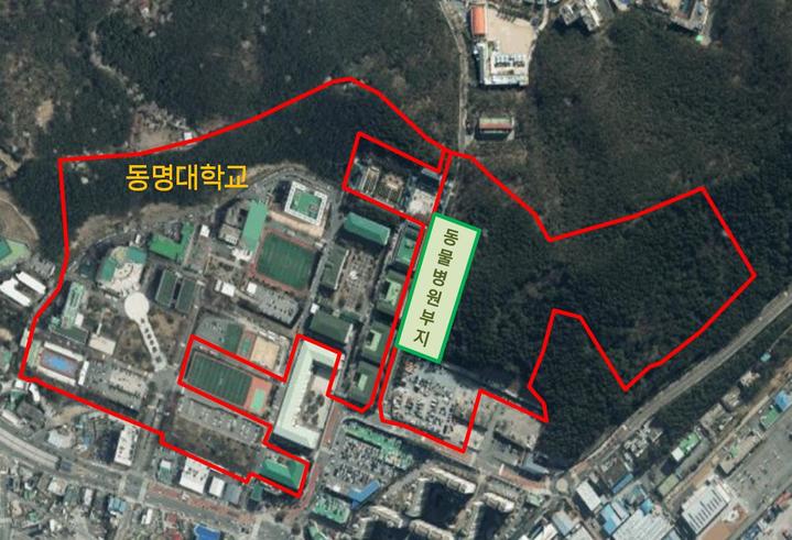 [진주=뉴시스]부산 동명대학교에 들어서는 경상국립대학교 동물병원 부산분원 위치도. *재판매 및 DB 금지