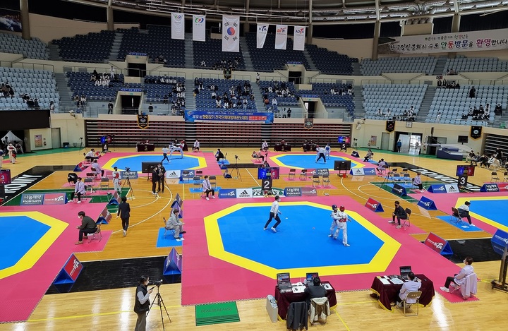 안동체육관에서 태권도 경기가 치러지고 있다. (사진=안동시 제공) *재판매 및 DB 금지