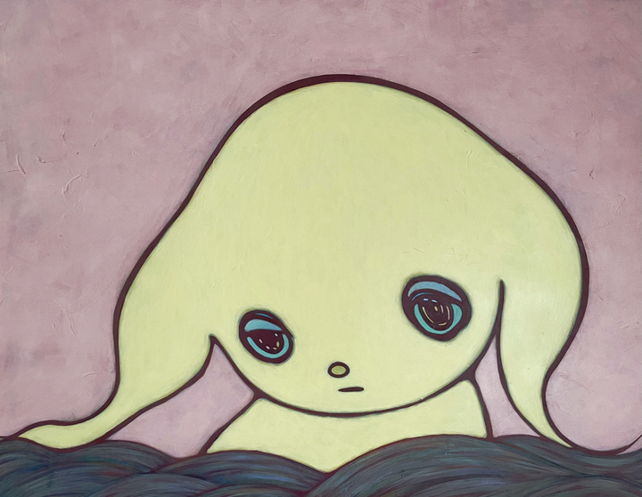 마이코 코바야시, Time Passage Dull Pain, 2023, Acrylic, color pencil, Japanese Washi paper on canvas, 91 x 116.7 cm *재판매 및 DB 금지