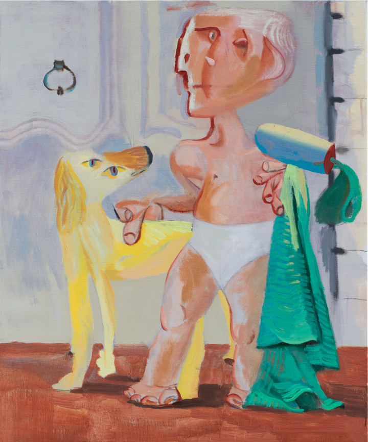 김상인, 개와 함께 있는 피카소, 2023, Oil on canvas, 72.5 x 60.5 cm *재판매 및 DB 금지