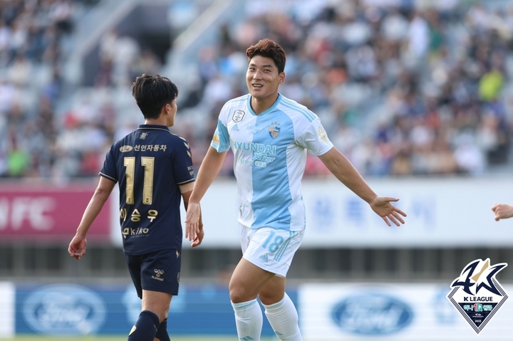 [서울=뉴시스]골 넣은 주민규. 2023.06.06. (사진=한국프로축구연맹 제공) *재판매 및 DB 금지