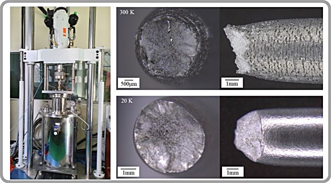 [대전=뉴시스] 친환경 수소 선박 상용화 지원을 위해 기계연구원이 구축한 장비. 초저온 소재시험평가 설비(왼쪽)와 수소장입된 시험편의 상온 및 초저온 시험 결과 비교표. *재판매 및 DB 금지