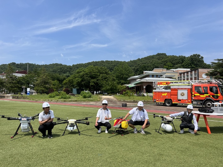 영동산과고 드론 화재진압 훈련. *재판매 및 DB 금지