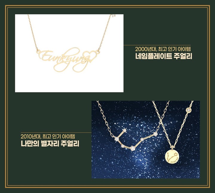 2010년대 로이드 나만의 별자리 주얼리와 2000년대 인기를 얻었던 네임플레이트 (사진=이랜드 제공) *재판매 및 DB 금지