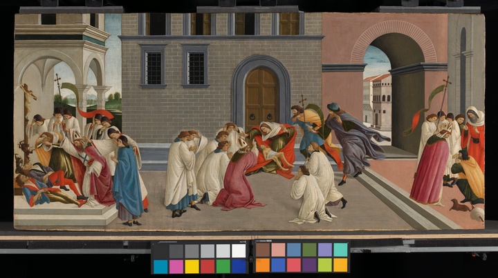 산드로 보티첼리, <성聖 제노비오의 세 가지 기적>, 1500년경, 목판에 템페라, 64.8 × 139.7 cm, 내셔널갤러리 런던 *재판매 및 DB 금지