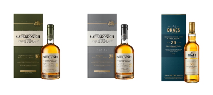 (왼쪽부터) 카퍼도닉 30년·카퍼도닉 피티드 25년·브레이즈 오브 글렌리벳 30년. (사진=페르노리카코리아 제공) *재판매 및 DB 금지