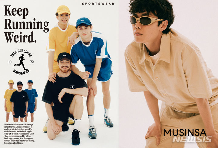 [서울=뉴시스]예일·와우산30 협업 컬렉션과 예일 원마일웨어 컬렉션. (사진=무신사 제공)