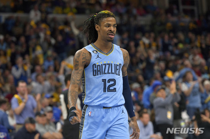[멤피스=AP/뉴시스]NBA 자 모란트. 2023.04.26.