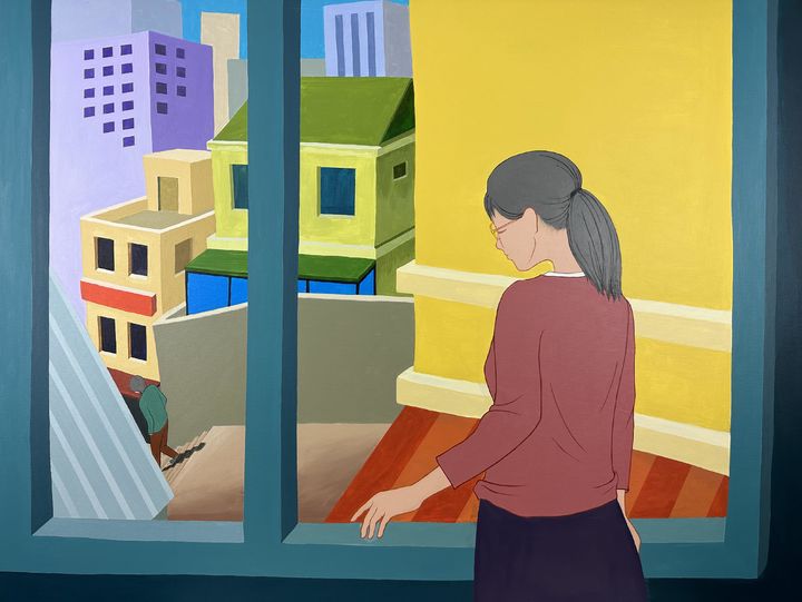 [세종=뉴시스]국립정신건강센터는 지난 1일부터 오는 8월25일까지 미술전 '마음을 그리다 Ⅰ'를 개최한다. 자료는 이번 전시회에서 선보이는 이정하 작가의 '못다한 이야기'. (자료=국립정신건강센터 제) 2023.06.20. photo@newsis.com *재판매 및 DB 금지