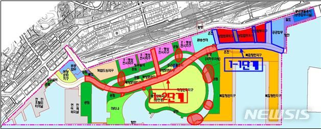 [서울=뉴시스] 부산항 북항 1단계 재개발사업.