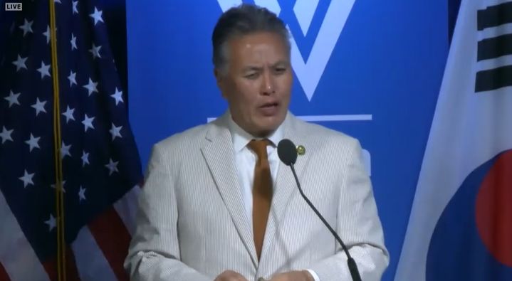 마크 타카노 미국 민주당 연방하원의원이 22일(현지시간) 워싱턴 싱크탱크 윌슨센터가 개최한 한·미 동맹 70주년 기념 행사에서 발언하는 모습. (사진=윌슨센터 영상 캡처) 2023.06.22. *재판매 및 DB 금지