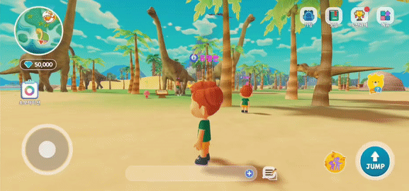 [서울=뉴시스] 윤정민 기자 = LG유플러스는 지난 3월 국내에 출시한 키즈토피아에 생성형 AI를 적용한 영문 버전 앱을 지난 19일 미국과 캐나다, 말레이시아 앱마켓에 출시했다고 25일 밝혔다. 사진은 기자가 직접 키즈토피아 공룡월드를 이용하는 모습. 2023.06.25. alpca@newsis.com *재판매 및 DB 금지 *재판매 및 DB 금지