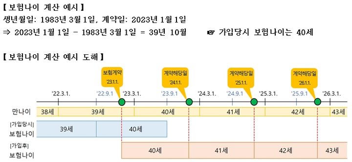 [서울=뉴시스]보험나이 계산 예시(사진=금융감독원 제공)2023.06.28 photo@newsis.com *재판매 및 DB 금지