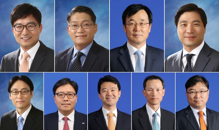 (상단 왼쪽부터) 구승회 부회장, 정대길 부회장, 한은섭 부회장, 박상원 부대표 (하단 왼쪽부터) 김진귀 부대표, 김효진 부대표, 오헌창 부대표, 최세홍 부대표, 한상현 부대표. (사진=삼정KPMG 제공) *재판매 및 DB 금지