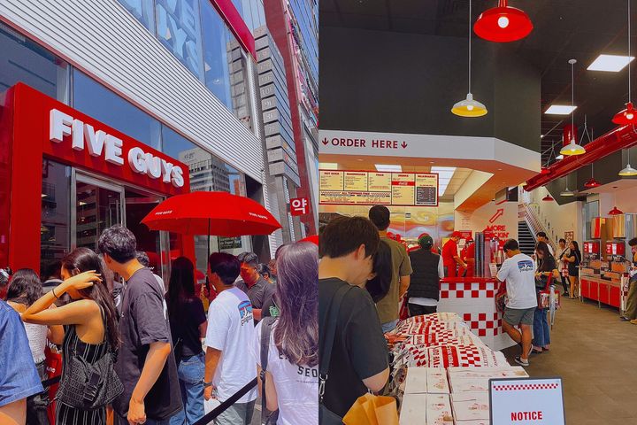 오픈 시간이 되자 인산인해를 이룬 파이브가이즈의 모습 *재판매 및 DB 금지