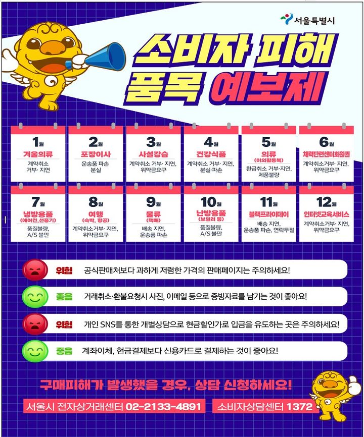 [서울=뉴시스]소비자 피해 품목 예보제.(사진=서울시 제공) *재판매 및 DB 금지