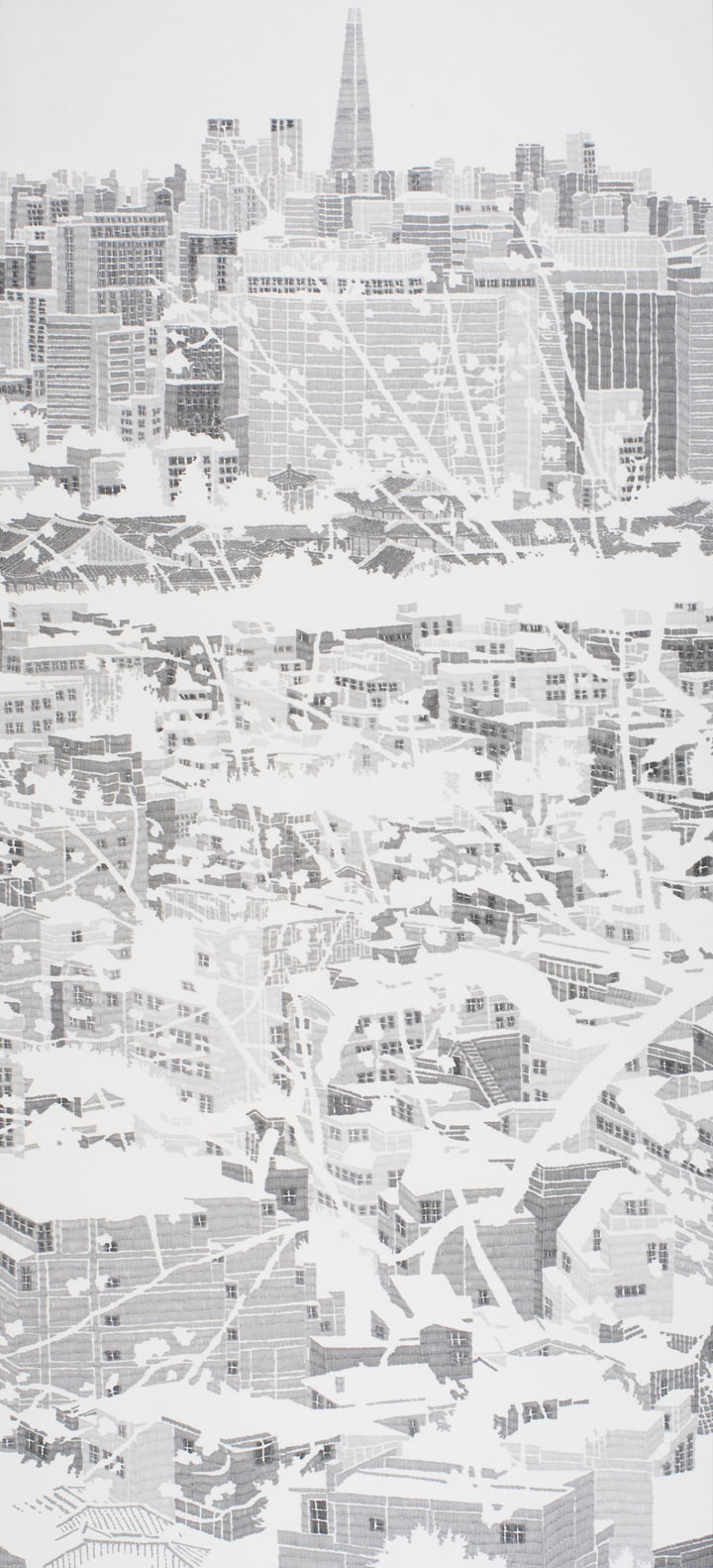 박병일, landscape-서울, 2023, Ink on paper, 200x90cm *재판매 및 DB 금지