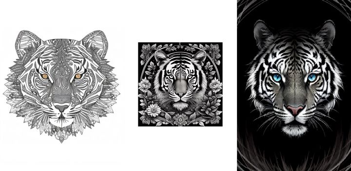 왼쪽부터 '칼로 2.0', '통이 완샹', '아숙업'을 통해 생성된 이미지. *재판매 및 DB 금지