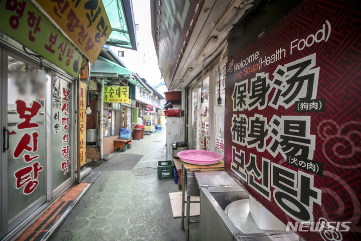 [서울=뉴시스] 정병혁 기자 = 초복인 11일 오전 서울시내 보신탕 가게에서 영업을 준비하고 있다. 2023.07.11. jhope@newsis.com