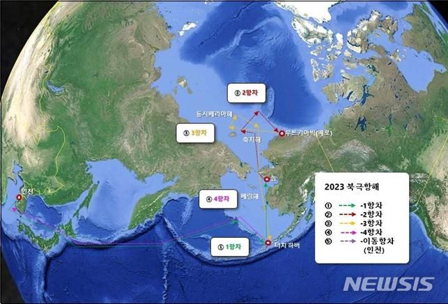 [서울=뉴시스] 2023 북극항해 운항 계획.