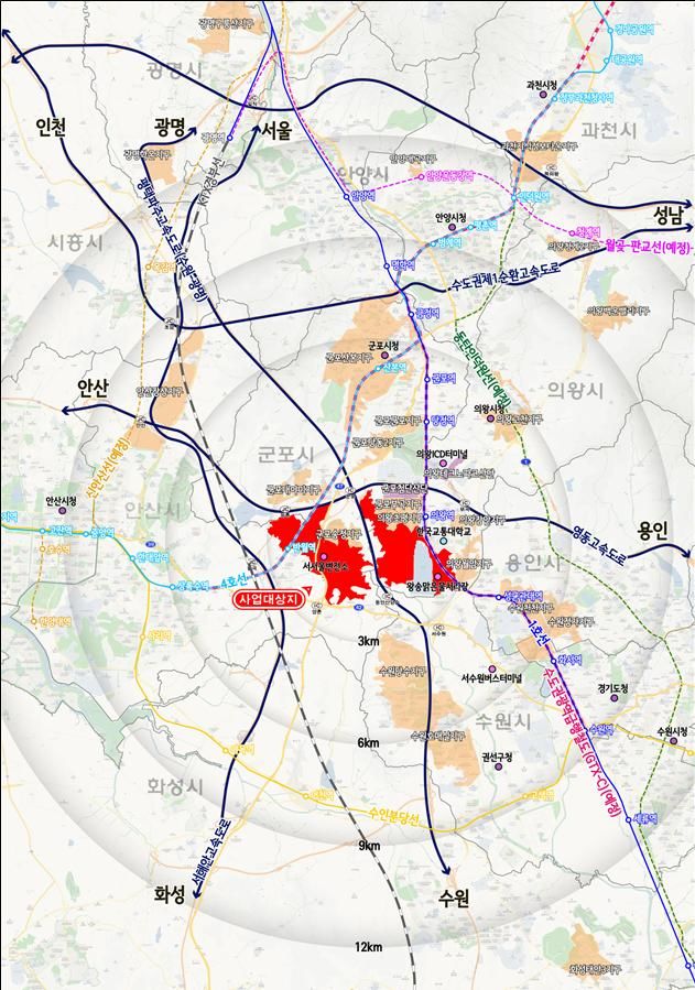 의왕군포안산 지구 위치도(사진 제공=한국토지주택공사) *재판매 및 DB 금지