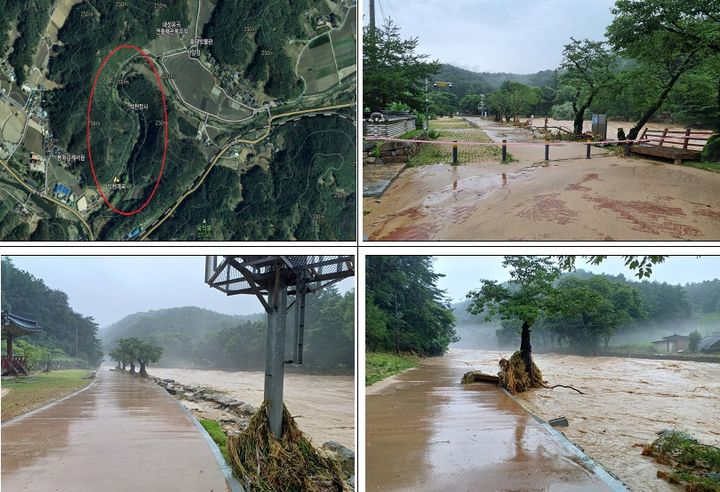 [서울=뉴시스]경북 봉화 청암정과 석천계곡이 하천 범람으로 주변 시설물 유실됐다. (사진=문화재청 제공) 2023.07.16. photo@newsis.com *재판매 및 DB 금지