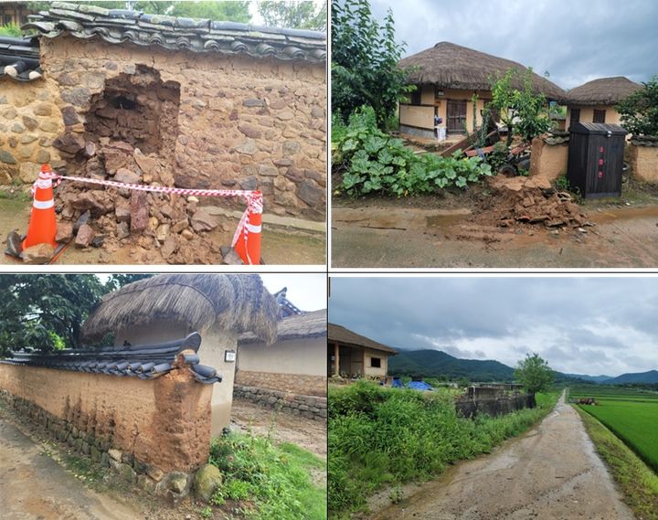 [서울=뉴시스]경북 안동 하회마을 가옥 4채의 담장이 파손됐다. (사진=문화재청 제공) 2023.07.16. photo@newsis.com *재판매 및 DB 금지